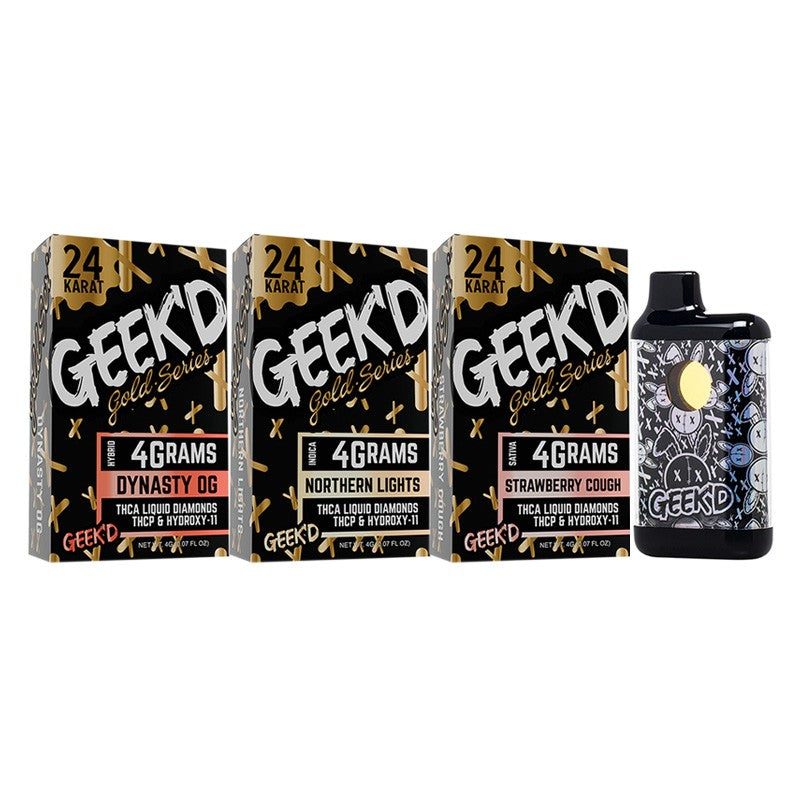 Geek'd 24K Gold Series THC-A Liquid Diamonds | 4G Disposable